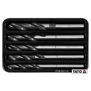 Набір свердл по металу YATO: HSS 4241, Ø10-15мм, L=75/150мм, до нержав. і конструкц. сталі, 5 шт[10]