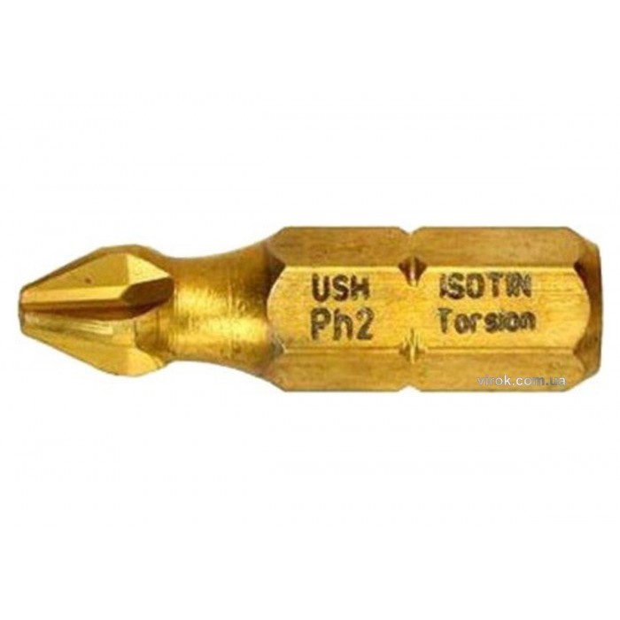 Насадка викруткова USH ISOTIN : PHILIPS PH2 x 25 мм (Титанове покриття) Уп. 100 шт.