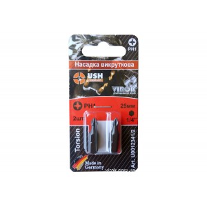 Насадка викруткова USH : PHILIPS PH1 x 25 мм, Уп. 2 шт.(блістер) [150]