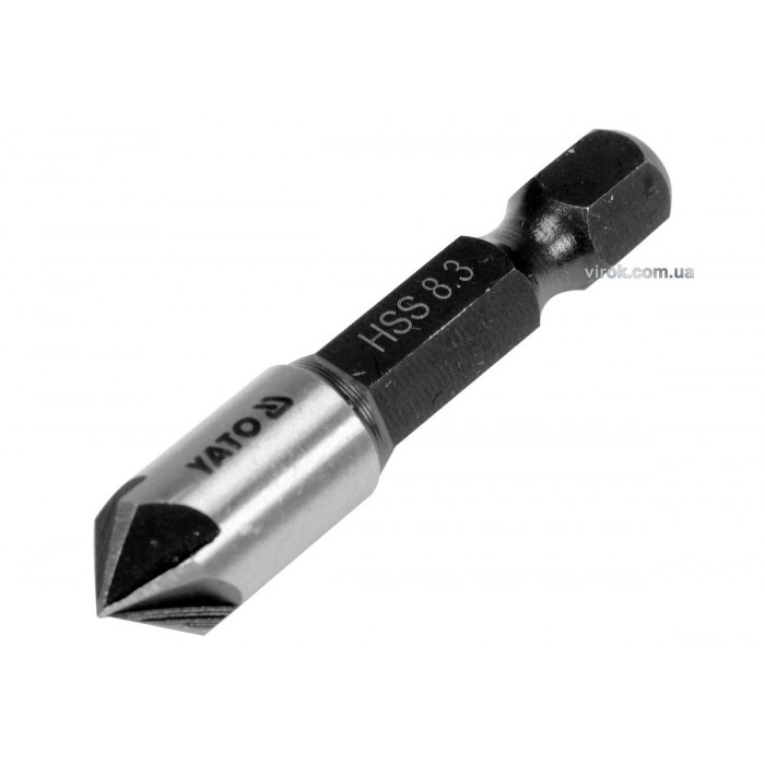 Зенкер конічний по металу YATO : HSS, Ø= 8.3 мм, l= 40 мм, 5 пругів, HEX- 1/4" [50/200]