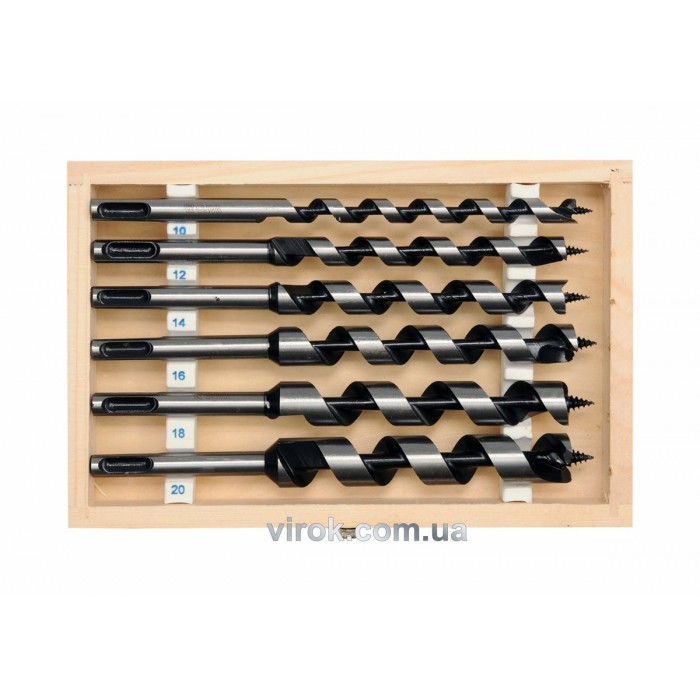 Свердла спіральні по дереву YATO : Ø= 10-20 мм, L= 200 мм. Набір 6 шт. [20]