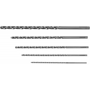 Свердла по металу довгі YATO: HSS, Ø= 3, 4, 5, 6, 8 мм, l= 150- 240 мм, 5 шт. [20/80]