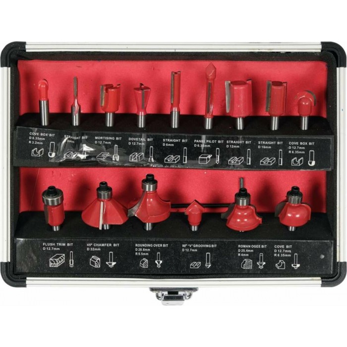 Фрези по дереву YATO зі шпинделем Ø= 6 мм, Ø= 3-32 мм, 15 шт [20]