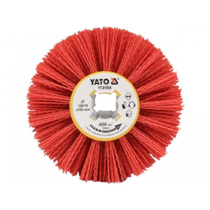 Щітка-вал до шліфувально-брашувальної машинки YATO з ПВХ ворсом, Ø= 120/19 мм, шир.- 100 мм [20]