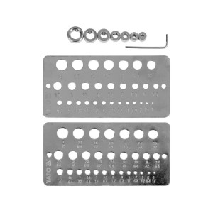 Шаблони контроля діаметрів, глибин свердління YATO отворів Ø= 1-13 мм/ 1/16-1/2", 10шт з ключом(DW)