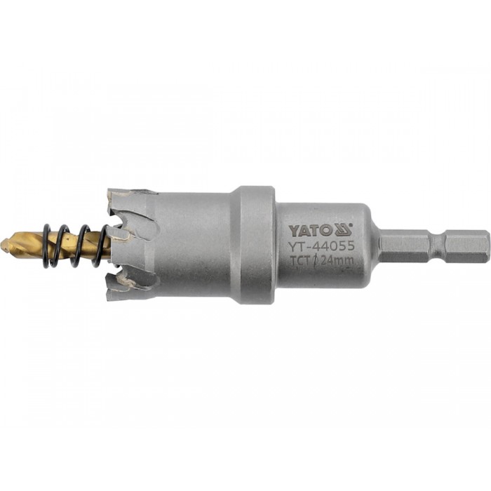 Свердло коронка по металу TCT YATO: Ø24 x103 мм, товщ. до 25мм, з напрямним, 6-гран. хвост 1/4" [10]