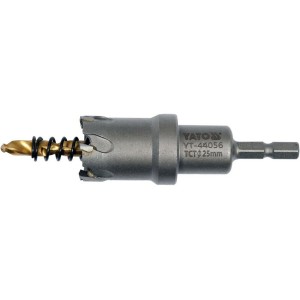 Свердло коронка по металу TCT YATO: Ø25 x103 мм, товщ. до 25мм, з напрямним, 6-гран. хвост 1/4" [10]