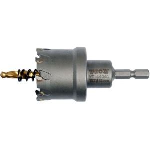 Свердло коронка по металу TCT YATO: Ø38 x103 мм, товщ. до 25мм, з напрямним, 6-гран. хвост 1/4" [10]