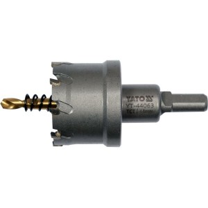 Свердло коронка по металу TCT YATO: Ø44 x 103 мм, товщ. до 25мм, з напрямним, 6-гран. хвост 3/8" [6]