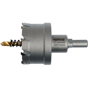 Свердло коронка по металу TCT YATO: Ø51 x 103 мм, товщ. до 25мм, з напрямним, 6-гран. хвост 3/8" [6]