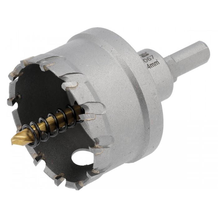 Свердло коронка по металу TCT YATO: Ø54 x 103 мм, товщ. до 25мм, з напрямним, 6-гран. хвост 3/8" [6]