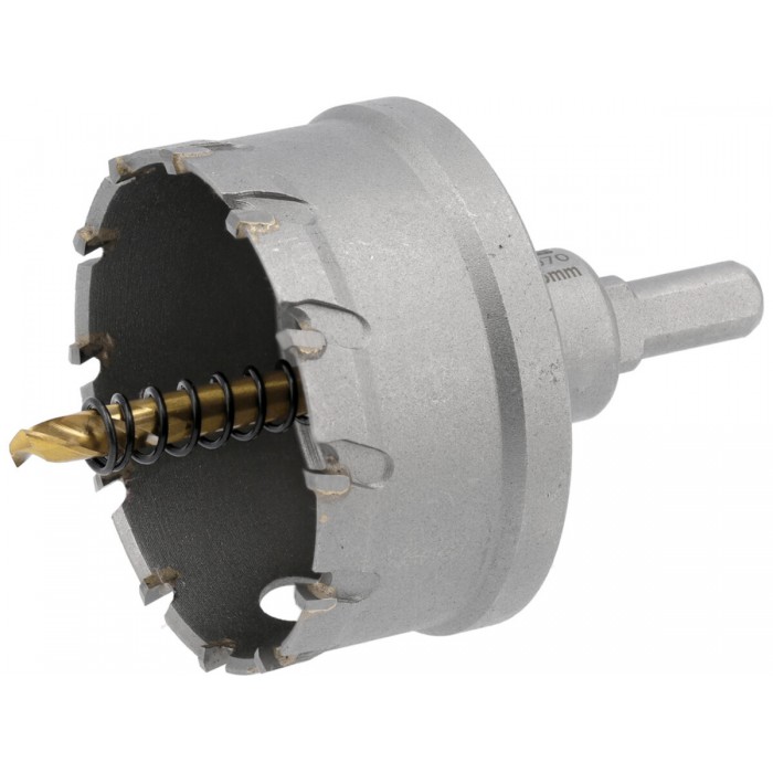 Свердло коронка по металу TCT YATO: Ø65 x 103 мм, товщ. до 25мм, з напрямним, 6-гран. хвост 3/8" [6]