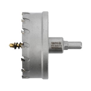 Свердло коронка по металу TCT YATO: Ø90 x 103 мм, товщ. до 25мм, з напрямним, 6-гран. хвост 3/8" [4]