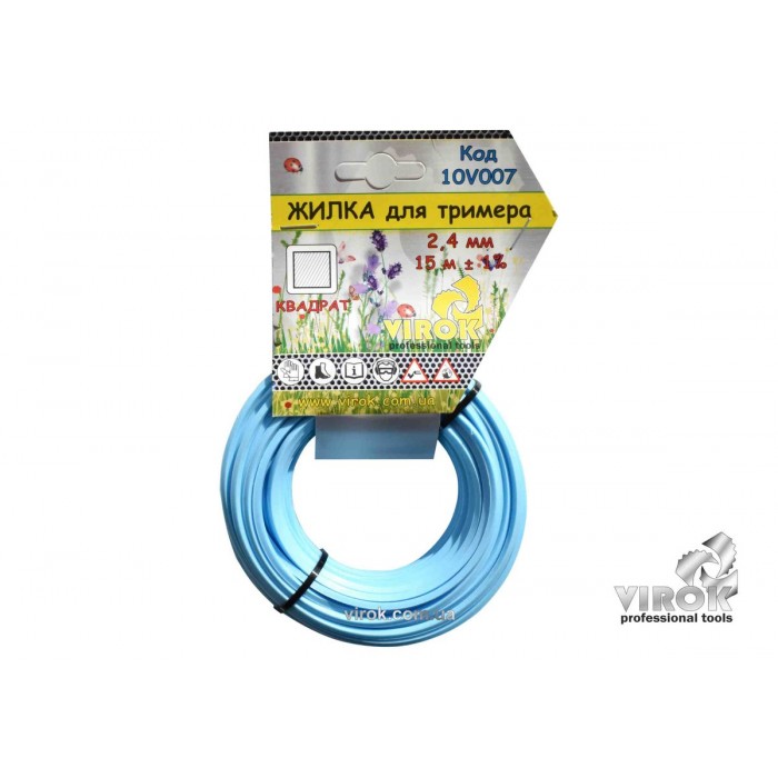 Жилка для тримера "КВАДРАТ" TM VIROK : Ø= 2.4 мм, l= 15 м