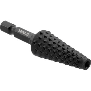 Фреза рашпільна конусна по дереву YATO, Ø= 15 мм, l= 65 мм, з 6-гран. шпиндель 1/4" з вуглец сталі