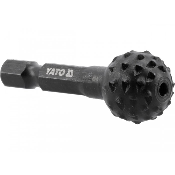 Фреза рашпільна куляста по дереву YATO Ø= 16 мм, l= 45 мм, 6-гран. шпиндель 1/4" з вуглец сталі