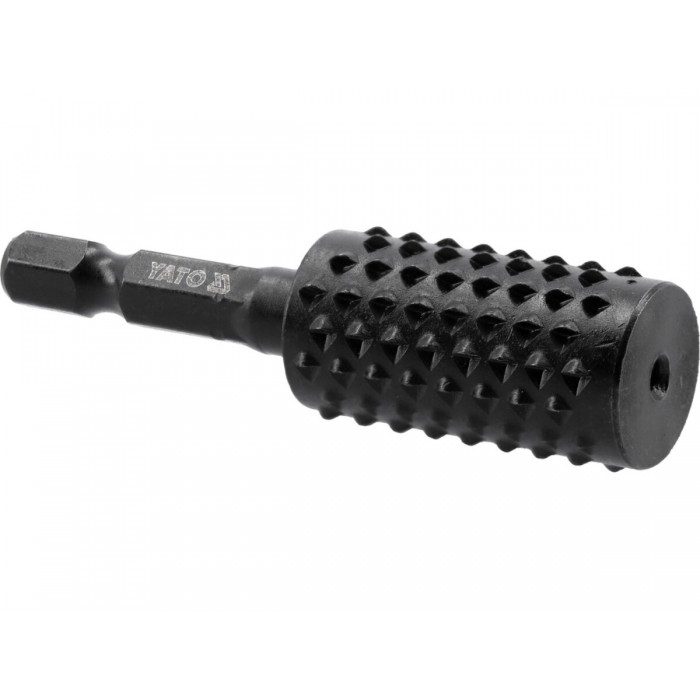 Фреза рашпільна циліндрична по дереву YATO Ø= 16 мм, l= 60 мм, 6-гран. шпиндель 1/4" з вуглец сталі