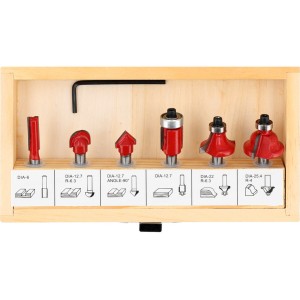 Фрези по дереву YATO : зі шпинделем Ø= 6 мм, 6 шт [50]