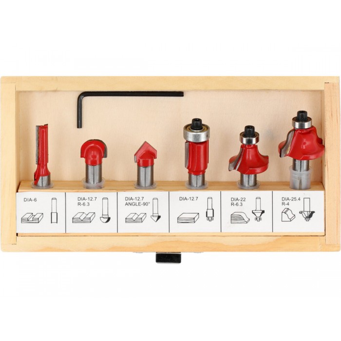 Фрези по дереву YATO : зі шпинделем Ø= 8 мм, 6 шт [50]