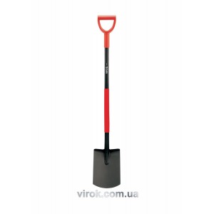 Лопата штикова YATO : 4-кутна, М= 285х195 мм, металевий держак, "DY" прогумована ручка [6]