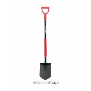 Лопата штикова YATO : 5-кутна, М= 285х195 мм, металевий держак, "DY" прогумована ручка [6/90]