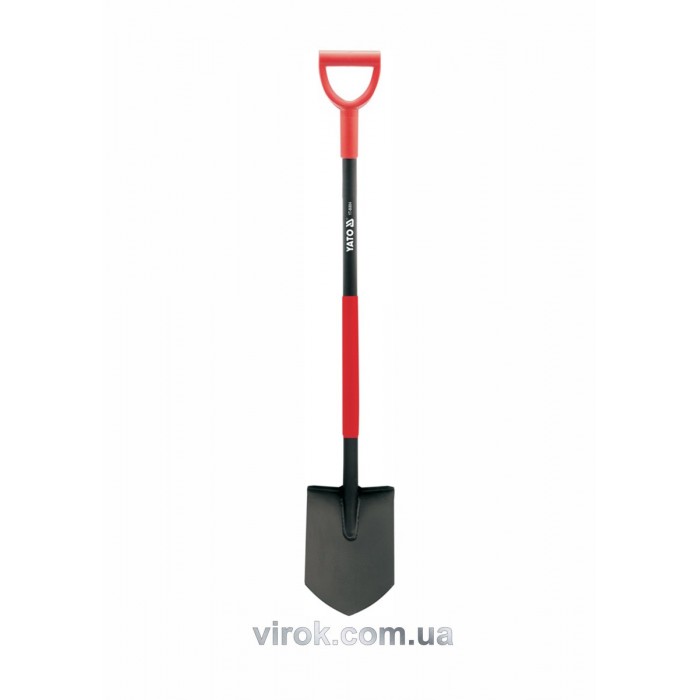 Лопата штикова YATO : 5-кутна, М= 285х195 мм, металевий держак, "DY" прогумована ручка [6/90]