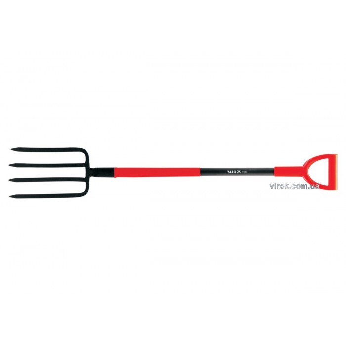 Вила садибні YATO : Металевий держак, 4-зубці, L= 1200 мм, M= 180х280 мм [6]