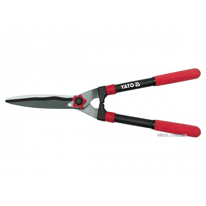 Ножиці до живоплоту YATO : Cталеві, прямі, регулятор натиску, L= 550x205 мм [12]