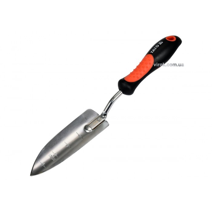 Лопатка посадкова YATO: l=340 мм, вузька, хромована, ергон.ручка [12/72]