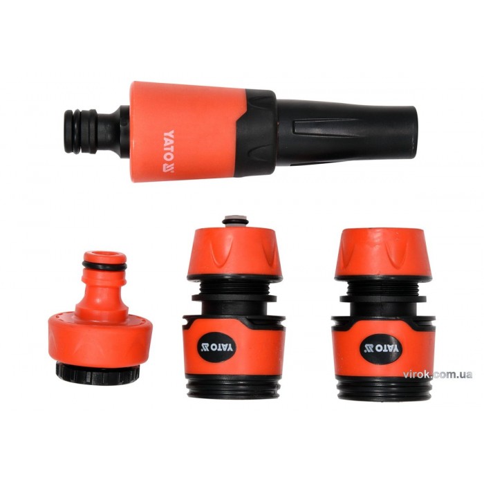 Зрошувач прямий YATO з набором з'єднань 1/2", 3/4", ABS-пластик, 4 шт [48]