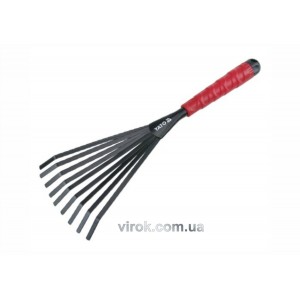 Граблі віяльні YATO: L= 400 мм, пропезинена ручка, сталеві [10/60]