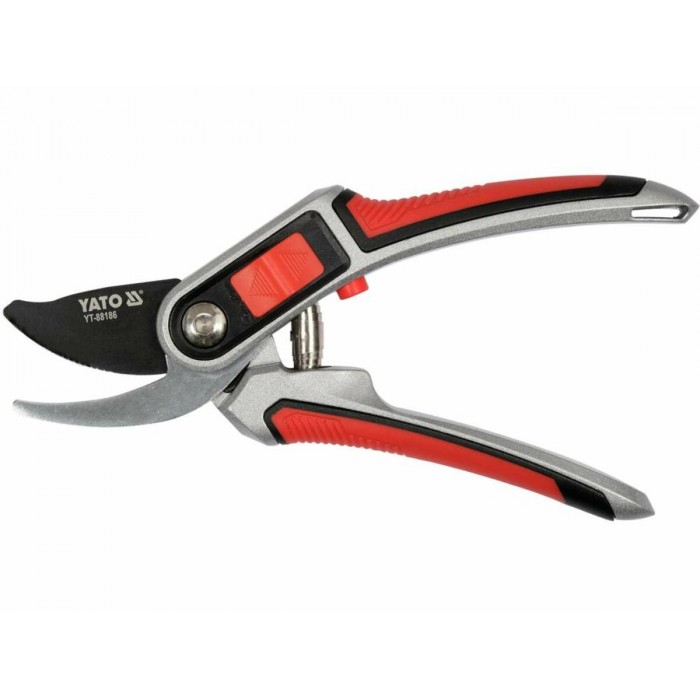 Сікатор з округленими лезами YATO: з регул. розводу лез до гілок Ø= 12/20 мм, L= 220мм, руків'я алюм