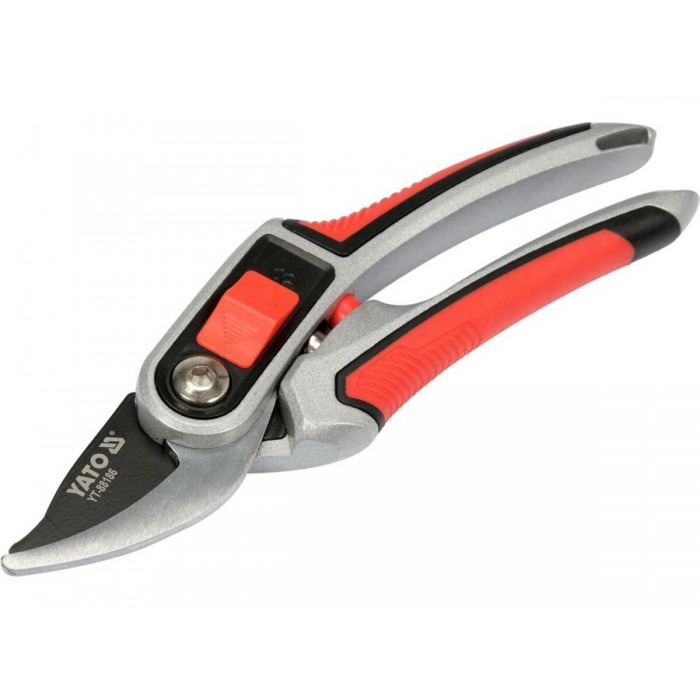 Сікатор з округленими лезами YATO: з регул. розводу лез до гілок Ø= 12/20 мм, L= 220мм, руків'я алюм