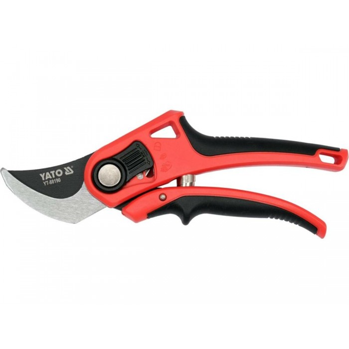 Сікатор з округленими лезами YATO: з регуляцією розводу лез до гілок Ø=12 і 20 мм, L= 208 мм [12/48]