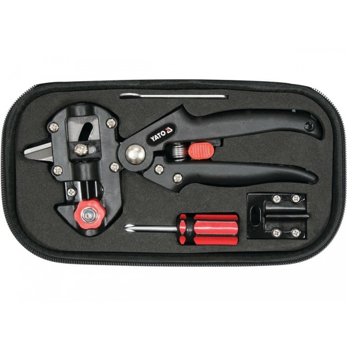 Сікатор для щеплення гілок YATO з 2 функціями і 3 вида лез з обладунками в футлярі [20]