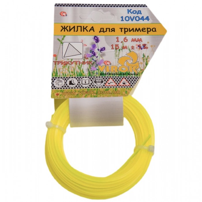 Жилка для тримера ТРИКУТНИК TM VIROK : Ø= 1.6 мм, l= 15 м