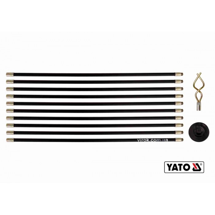 Прути гнучкі, сполучні, для очищення каналізації YATO: Ø=20мм, l=93см, з 2 наконечниками, 10 шт [8]