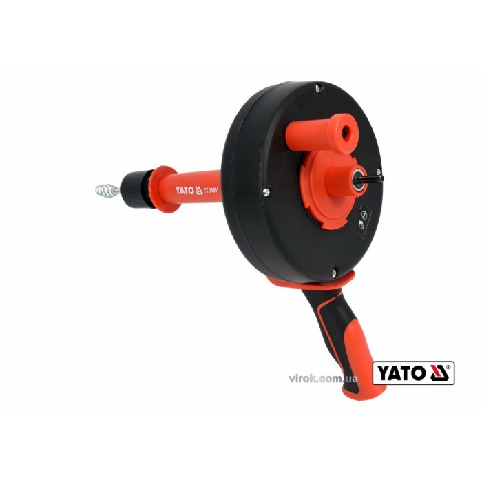 Трос для очищення каналізаційних труб на бобіні YATO: Ø= 6 мм, l= 7.6 м, з шпінделем до дрилі [8/48]