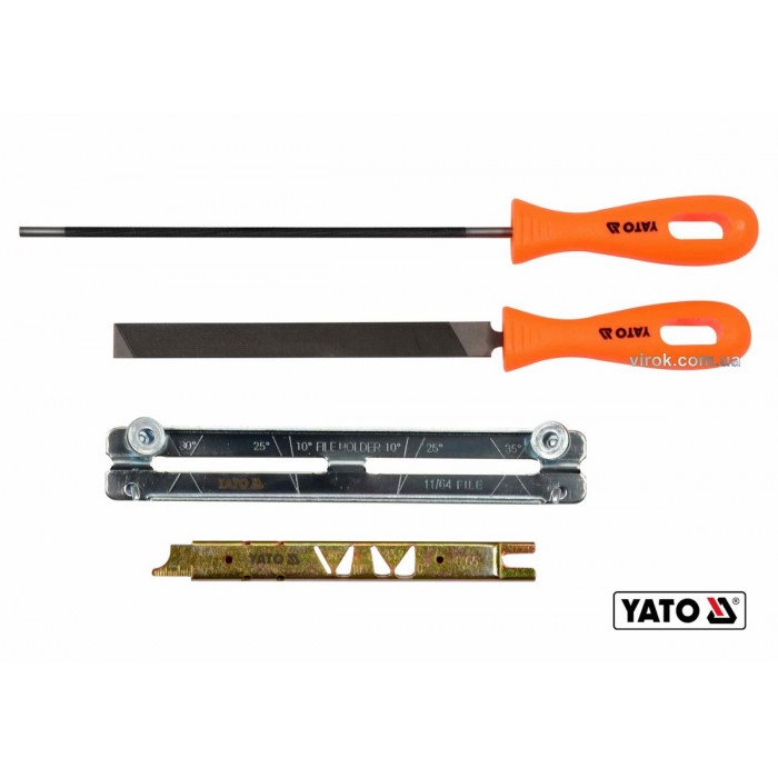 Засоби для гостріння відрізних ланцюгів з напильником YATO : Ø=4 мм, 4 шт [50]