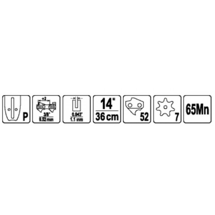 Шина для пили YATO l= 14"/ 36 см (52 ланки)3/8" (9,52 мм). Т-0,043" (1,1 мм) ---YT-849475 [20]