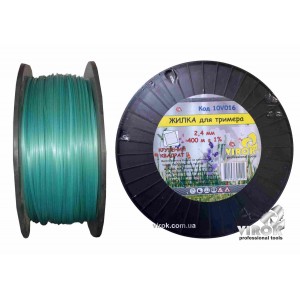 Жилка для тримера "Кручений КВАДРАТ" TM VIROK : Ø= 2.4 мм, l= 400 м (бобіна)