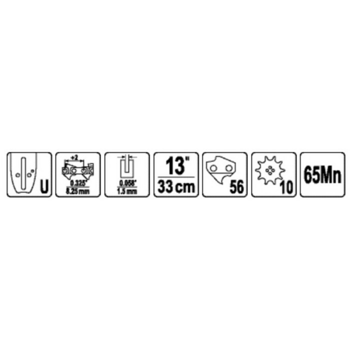 Шина для пили YATO l= 13"/ 33 см (56 ланок)0,325" (8,25 мм).Т-0,058" (1,5 мм)---YT-84940 [20]