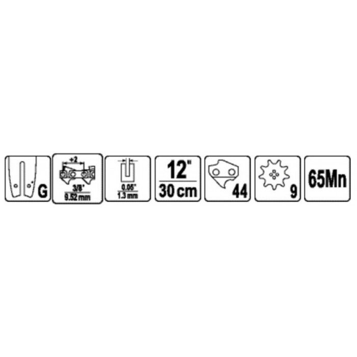 Шина для пили YATO l= 12"/ 30 см (44 ланки) 3/8" (9,52 мм).Т- 0,05" (1,3 мм)---YT-84949 [20]