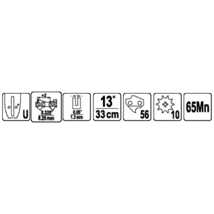 Шина для пили YATO l= 13"/ 33 см (56 ланок) 0,325" (8,25 мм).Т-0,05" (1,3 мм)---YT-849449 [20]