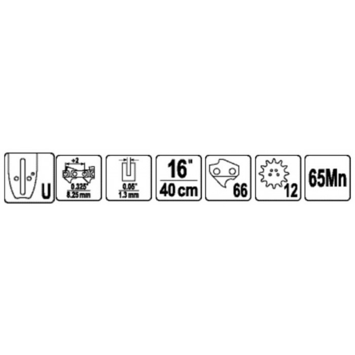 Шина для пили YATO l= 16"/ 40 см (66 ланок)Зубів-12 --для ланцюгів YT-849451 [20]