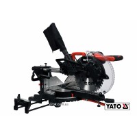 Пила торцьовальна з протяжкою і лазером YATO: P=1.8 кВт, диск Ø=305/30мм, гл. різу 90°/45°-105/60мм
