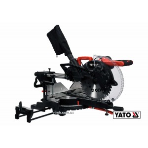 Пила торцьовальна з протяжкою і лазером YATO: P=1.8 кВт, диск Ø=305/30мм, гл. різу 90°/45°-105/60мм
