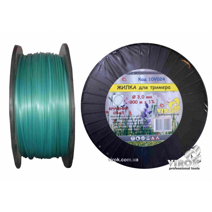 Жилка для тримера "Кручений ОВАЛ" TM VIROK : Ø= 3.0 мм, l= 300 м (бобіна)
