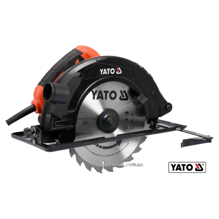 Пила дискова мережева YATO : P= 2.8 кВт, диск Ø=235x25.4x3 мм, кут 0-45°, гл.≤ 85мм [2/24]