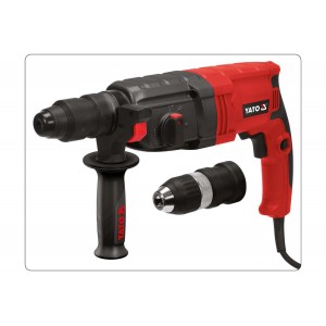 Перфоратор мережевий SDS+ YATO : з змінним патроном P= 850 Вт, J= 3,3 Дж. Ø≤ 30 мм в футлярі [3/42]